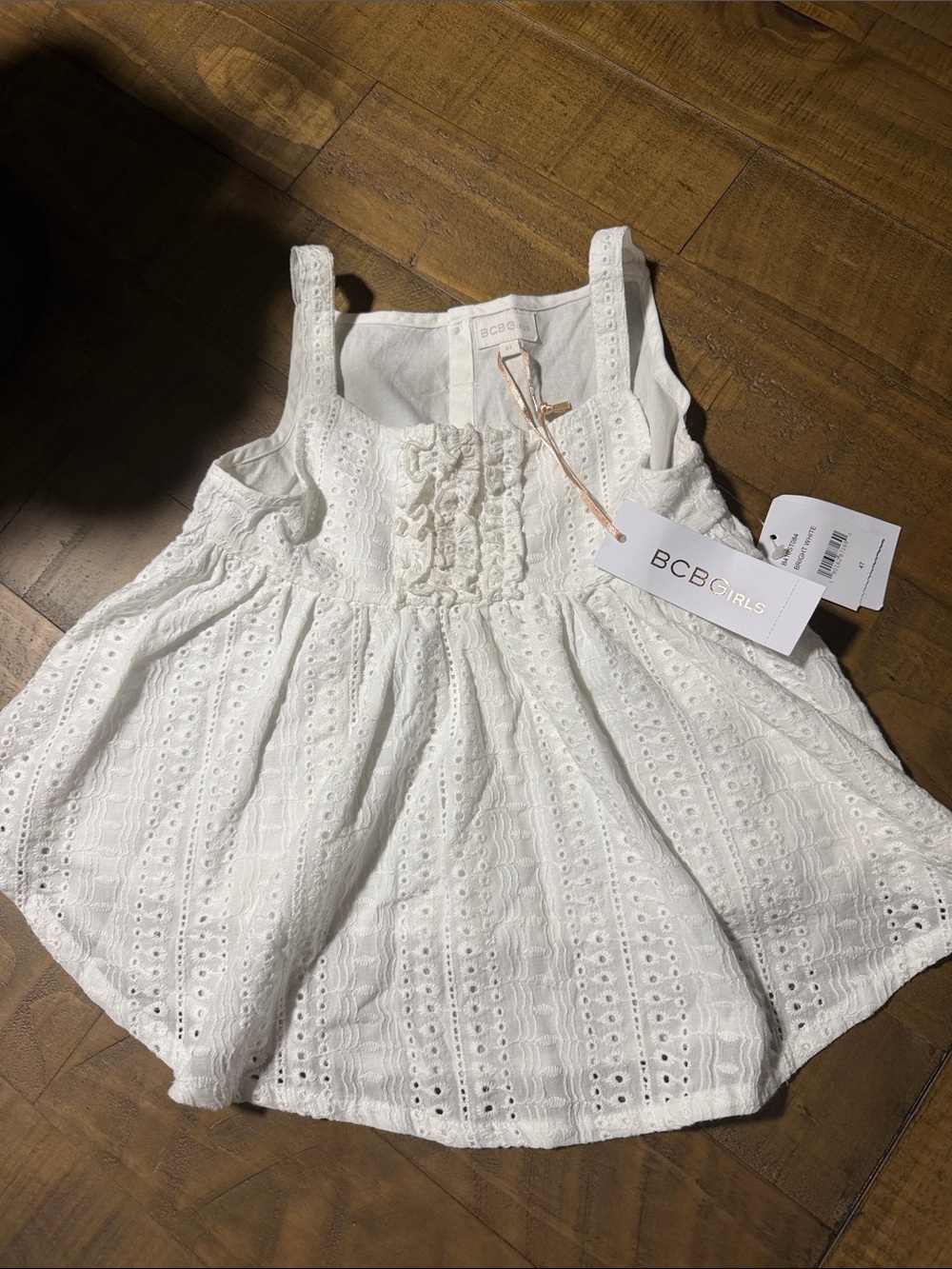 BCBGirls White Eyelet Ruffle Tank Dressy Top